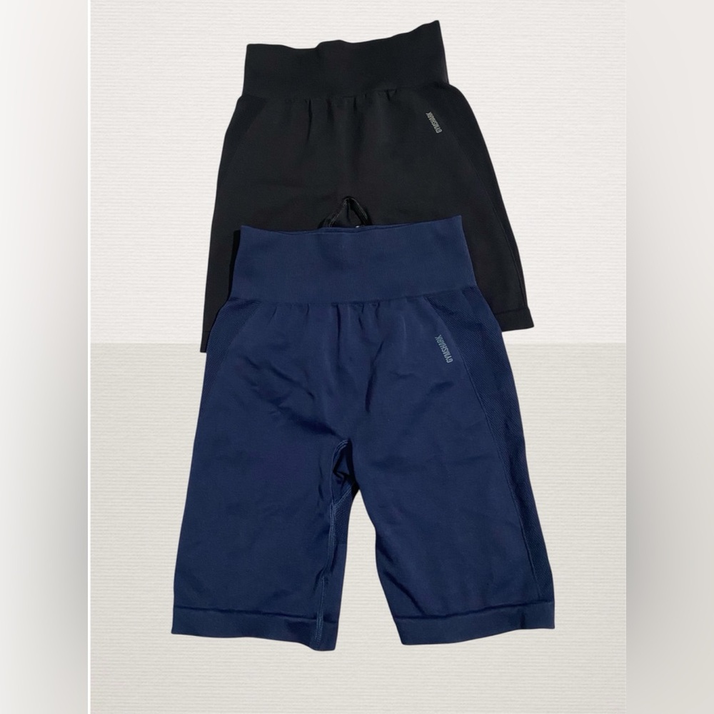 Black And Navy Biker Shorts